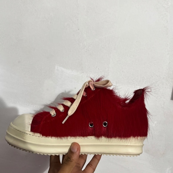 Rick Owens Other - Rick Owens Red Furry Low Sneakers (Men’s 10)